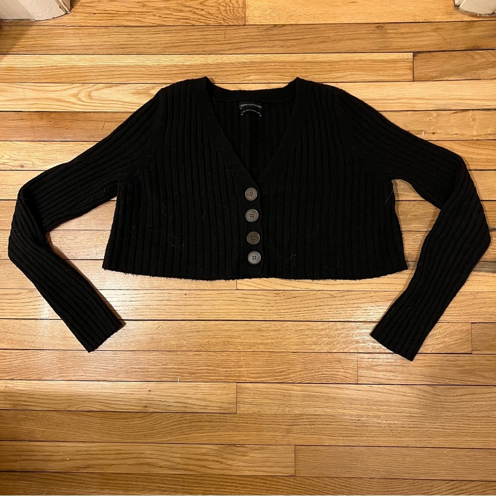 Urban Outfitters Black Button-Up Cropped Sweater